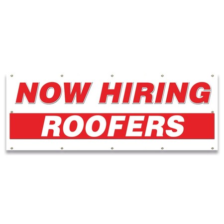 Signmission Now Hiring Roofers Banner Apply Inside Accepting Application Single Sided B-120-30298